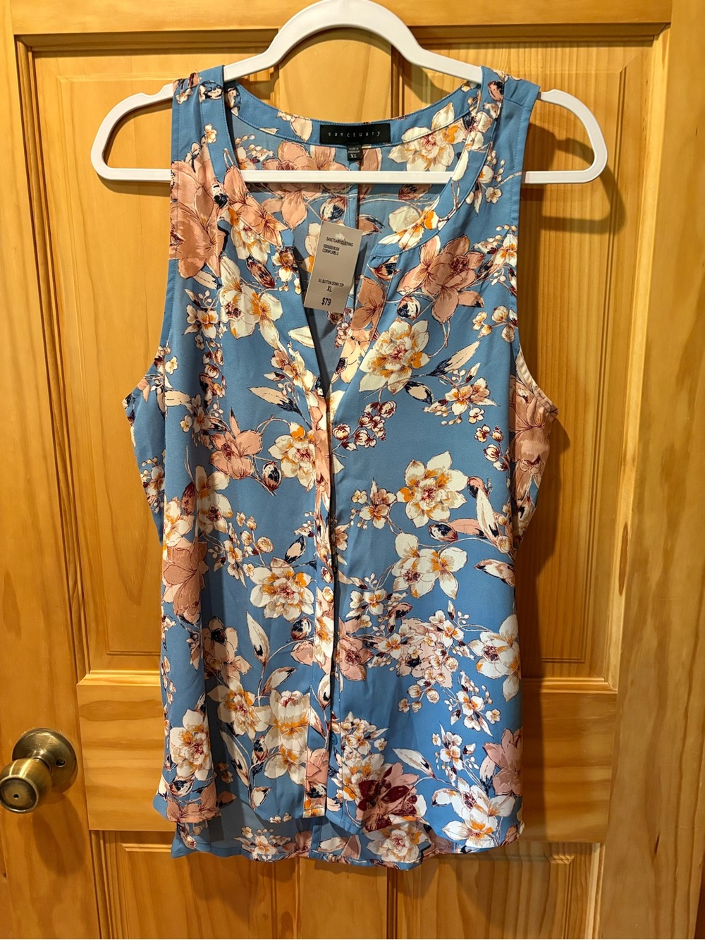 Sanctuary floral sleeveless button down blouse NWT women’s XL